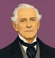 Illustrated portrait of Mr. Murbles: about 72, sparse white wisps around a bald crown, a snuff-brown frock coat with a stiff wing collar