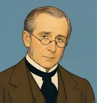 Illustrated portrait of Mr Shepherd: about 52, thin mouse-brown hair streaked grey, combed over a receding hairline, snuff-brown tailcoat with a black stock