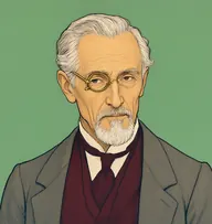 Illustrated portrait of Mr. Erskine: about 68, silver, swept back, a burgundy waistcoat under a grey coat